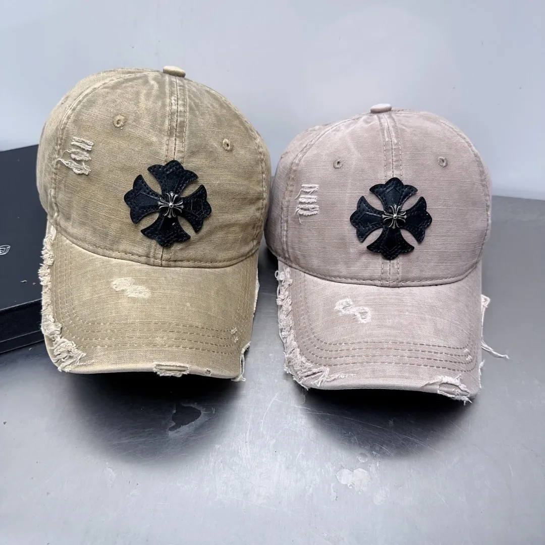 Crow heart distressed hole baseball cap